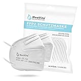 MeaVita FFP2 Maske, EU CE Zertifizierte Mund- und Nasenschutz nach EN149:2001+A1:2009, Atemschutz hohe Filtration, Partikelfiltermaske, Gummizug 10er Pack TÜV Rheinland geprü