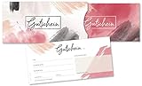 FRUITPRINTS CherryCards - 25er Set Gutscheine & Hüllen - Pinselstriche - Geschenkgutscheine für Kunden mit Schuber - zum Ausfüllen - DIN Lang