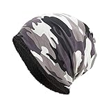 EROSPA® Winter-Mütze Beanie - Herren Damen Unisex Cape - Camouflage Weiß
