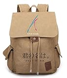 WANHONGYUE Your Name Anime Cosplay Rucksack Canvas Backpack Drawstring Schultasche Büchertasche Daypack/Hellbraun 1