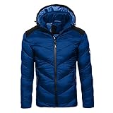 Asija Pullover Herren Jacke Daunenjacke Hooded Puffer Jacket Winterjacke, Steppjacke gefüttert mit Abnehmbarer Kapuze in vielen Farben, Größ