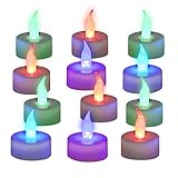 Relaxdays 12er Set LED Teelichter Farbwechsel, flammenlose Deko, Batteriebetrieben, elektronische Stimmungslichter, b