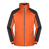 SHINROAD Herren-Jacke, Kontrastfarben, Stehkragen, weich, reflektierend, gestreift, winddicht, Outdoor, Winter, Daunenmantel zum Klettern, Orange, Größe 4XL