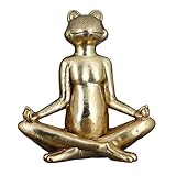 Casablanca - Skulptur, Figur - Frosch - 'Yoga' - Magnesia - antikfinish - goldfarben - 50x46x20