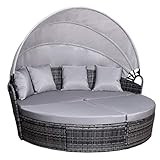 SVITA Savannah Sonneninsel mit Dach Polyrattan-Lounge Gartenmuschel Rattanmöbel Gartenliege G