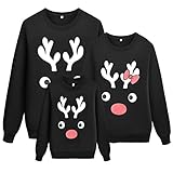 Lustig Weihnachtspullover Familie Set Pulli Weihnachten Pullover Herren Sweatshirt Pullis Damen Kinder Jumper Weihnachtspullis Christmas Rentier Weihnachts Kleidung Winterpullover Jungen M