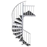 Spindeltreppe außen Scalant, mit WPC Belag, SCARVO M 160, 210-264 cm, 11 Stufen, 160