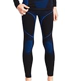 Gomati Kinder Thermo Hose Seamless Funktionswäsche schnelltrocknend - Blau 146-152