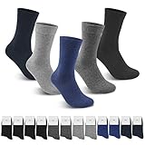 Smart Sir Socken Herren Damen 12 paar Unisex Socken Business Komfortbund Lange Baumwoll Socken （Schwarz+Marine+Marineblau+Dunkelgrau+Hellgrau*12+43-46）