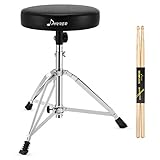 Drumhocker mit Ahorn Holz Drumsticks, Donner Schlagzeughocker Höhenverstellbar 48-58 cm für Elektronisches Schlagzeug, Drum Set, Maxi Belastung 90 kg