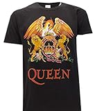 Queen T-Shirt mit Klassische Logo Freddie Mercury Schwarz Original Offiziel Rock Musik (Large)