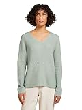 TOM TAILOR Damen 1028999 Structured Pullover, 27832-Soft Greyish Green Melange, XS
