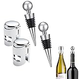 BONHHC 4 Stück Edelstahl Flaschenverschluss,2 Stück Weinflaschenverschluss und 2 Stück Sektflaschenverschluss,Weinstopper aus Edelstahl für die Weinsammlung Rotwein Champagner,Wein,Beer Saver S