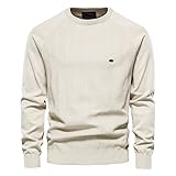 OMIDM Männer Pullover Herren Crewneck Pullover Weiche Thermal gestrickte Sweatshirt Feste Farbpullover Jumper Männersprunger (Color : Beige, Size : XL)