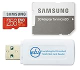 Samsung EVO Plus microSDXC-Speicherkarte für Blu-Telefone, funktioniert mit G90 Pro, G90 und G91 Serie Class-10 UHS-1 U1 (MB-MC256) Bundle mit (1) Everything But Stromboli SD und MicroSD