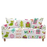 Highdi Weihnachten Sofabezug Sofaüberwürfe für 1/2/3/4 Sitzer, Armlehnen Sofa Cover Elastisch Spandex Stretch Antirutsch Sofa Cover Sofahusse Couchbezug Möbelschutz, 2 S