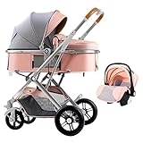 FYRMMD Neugeborenenwagen Kinderwagen 3 In 1 Faltbares Baby Buggy Reisesystem, Luxus Stoßdämpfungsfedern Kinderwagen (Kinderwagen)