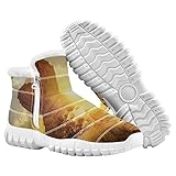 PUXUQU Damen Stiefel Hausschuhe Sonnenuntergang im Monument Valley Flauschige Plüsch Indoor Outdoor Winter Bootie H