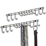 mDesign 2er-Set Hakenleiste für die Wand – praktischer Krawattenhalter BZW. Gürtelhalter aus Metall zur Wandmontage – für Tücher, Taschen und Accessoires – B