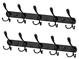 Luchs – 2er Set Kleiderhaken, Hakenleiste, Bademantelhaken, Garderobenleiste, Organizer, Handtuchhaken, Mantelhaken, Wandhaken aus Edelstahl (Schwarz)