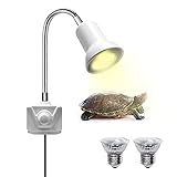 Luxvista Heizung Reptil Lampe mit Klemme, mit 2 UVA + UVB E27 Vollspektrumlampen POLT 25W, 360 ° Schwenkklemme Aquariumlampe für Amphibien, Schildkröte, Eidechse, C