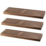 Kosiehouse Schweberegale für Wand, Rustikales Kiefernholz, Wandmontage, Lagerregale mit unsichtbaren Halterungen, 3er Set für Küche, Bad, Wohnzimmer (Kiefer)
