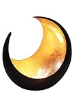 MAADES Windlicht Laterne orientalisch Moon Groß 20cm Gold | Orientalische Vintage Teelichthalter Schwarz von außen und Goldfarben innen | Marokkanische Windlichter aus Metall als Dek