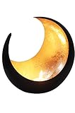 MAADES Windlicht Laterne orientalisch Moon Groß 20cm Gold | Orientalische Vintage Teelichthalter Schwarz von außen und Goldfarben innen | Marokkanische Windlichter aus Metall als Dek