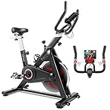 HEKA Heimtrainer Fahrrad, Hometrainer Indoor Cycling Bike, Spinning Bikes Indoor, Ergometer Heimtrainer, Fitnessbikes für zuhause –LCD Display, Pulsmessung, Feste Gummi-Saugnäpfe, max 200kg