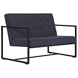 vidaXL Sofa mit Armlehnen Sessel Loungesofa Polstersofa Stoffsofa Couch Sofagarnitur Couchgarnitur Sitzmöbel Wohnzimmer 2 Sitzer Dunkelgrau Stahl S