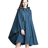 ANYOO Wasserdicht Radfahren Regen Poncho Portable Leichte Regenjacke Mit Kapuze Fahrrad Fahrrad Compact Regen Cape Wiederverwendbare Unisex für Backpacking Camping Outdoors-Meeresblau-L