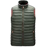 PANBOB Weste Herren Mit Kapuze/Stehkragen Regular Fit Reißverschluss Jacke Herren Herbst Winter Warm Übergangsjacke Herren Ärmellos Mode Lassig Weste Herren Abnehmbarer Hut B-Army Green1 XXL