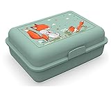 wolga-kreativ Brotdose Bio Kunststoff Fuchs Hase mit Obsteinsatz Mädchen Jungen Lunchbox Bento Box personalisiert Brotbüchse Brotdosen Kindergarten S