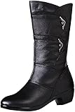 QAZW Damen Winterstiefel Mid Calf Stiefel niedriger Absatz Kniehohe breite Wade Flache Slip On Wildleder Schneestiefel Warme Schneestiefel Reißverschluss Britische Stiefel,A-41(EU)