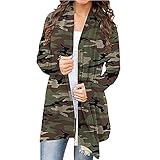 acction Damen Weihnachtsmantel Strickjacke Offene Front Bluse Lustige süße Weihnachtsmann Elch Schneemann Weihnachtsbaum Grafik Top