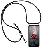 PekaTech Handykette Handyhülle kompatibel mit Xiaomi Mi 9 Lite Hülle, Smartphone Necklace Cover mit Band - Transparent Schutzhülle Stossfest - Schnur mit Case zum Umhängen in Schw