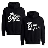 Daisy for U  Pärchen Hoodie Set King Queen Pullover für Zwei Kapuzenpullover für Paare Paar Valentinstag Couple, XL(Herren), King1-schwarz-weiß