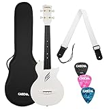 CASCHA Konzert Ukulele Set aus Kohlefaser I Carbon Ukulele Starter Kit mit 3 Plektren Tasche Gurt I Ukulele Set Fluorcarbon Saiten I Kleine Hawaii Gitarre für Anfänger Fortgeschrittene I Weiß