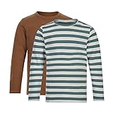 MINYMO Jungen Basic T-Shirt LS (2-Pack) Bluse, Toffee, 152