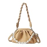 Damen Clutch-Tasche Dag Dag Dumpling Crossbody-Tasche – modische Perlenkette kleine Clutch Handtasche Schultertasche für Party, Z-gelb, S