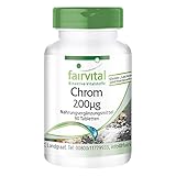 Chrompicolinat - 200mcg Chrom pro Tablette - Hochdosiert - Vegan - Chromium Picolinate - essentielles Spurenelement - 90 Tab