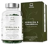 Bio Spirulina Pulver und Chlorella Algen Kapseln - [ 1800 mg ] - 200 Chlorophyll Pulver Kapseln - Hochdosiert, 100% vegan und glutenfrei - Hochwertige Pflanzeninhaltsstoffe aus Spirulina Alg