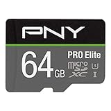 PNY PRO Elite 64GB microSDHC-Speicherkarte + SD-Adapter, 100MB/s Lesegeschwindigkeit, 90MB/s Schreibgeschwindigkeit, Klasse 10 UHS-I, U3, A1 App Performance, V30 für 4K-Video, Schwarz, G