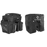 M-Wave Gepäcktasche 3-Fach Traveller, schwarz/grau, 62 l & Regenhaube Amsterdam Protect, schw