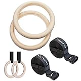 Mayporty Gym Ringe Turnringe Holz Gymnastikringe mit verstellbaren Buckles Straps 32 mm Birke Gym Rings Professionelle für Fitness Training Work