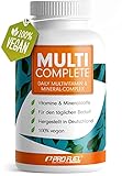 Vegane Vitamine & Mineralstoffe - 180 Kapseln - MULTI COMPLETE Multivitamin & Mineral-Komplex vegan: Vitamin A, B2, B12, D3, K2, Folsäure, Calcium, Magnesium, Zink, Eisen, Selen, Jod - 2 Monats-V