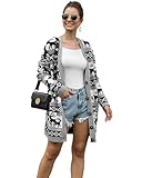 Eogrokerr Damen Christmas Elements Printed Knit Cardigan Fawn Funny Pattern Top Fashion Casual Mid-Lange Sweater, grau, S