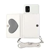 TYWZ Crossbody Hülle für Samsung Galaxy Note 10 Lite,Schultergurt Halsketten Brieftasche PU Leder Handykette mit Kartenhalter Silikon Case mit Kordel zum Umhängen-Weiß