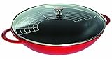 STAUB Gusseisen Wok, Inkl. Glasdeckel und herausnehmbaren Gittereinsatz, Induktionsgeeignet, Ø 37 cm, 5,7 L, k