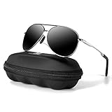 MXNXEU Sonnenbrille Herren Pilotenbrille Polarisiert Pilotenbrille Polarisierte Sonnenbrille Herren Outdoor Pilot Unisex UV400 Fahren Sonnenbrille-Schwarze/Silb